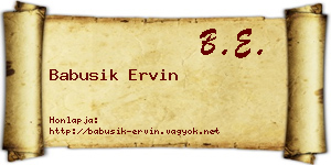 Babusik Ervin névjegykártya